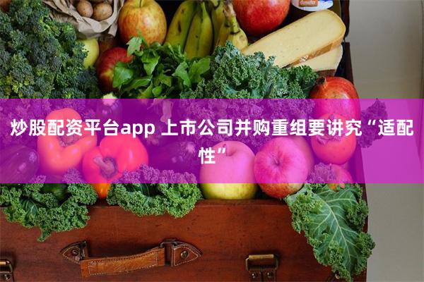炒股配资平台app 上市公司并购重组要讲究“适配性”
