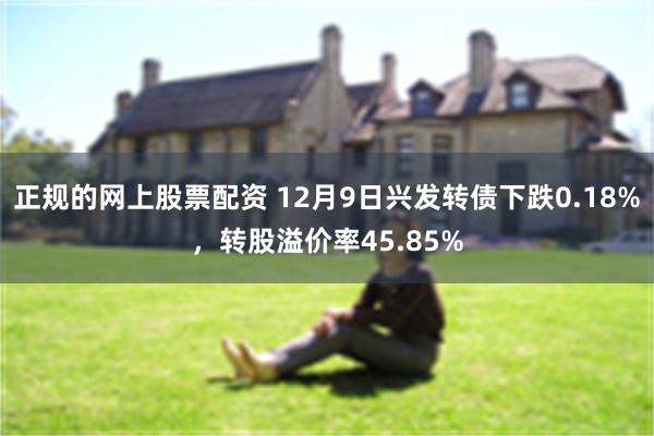 正规的网上股票配资 12月9日兴发转债下跌0.18%，转股溢价率45.85%