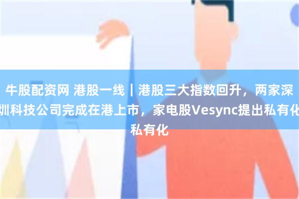 牛股配资网 港股一线｜港股三大指数回升，两家深圳科技公司完成在港上市，家电股Vesync提出私有化