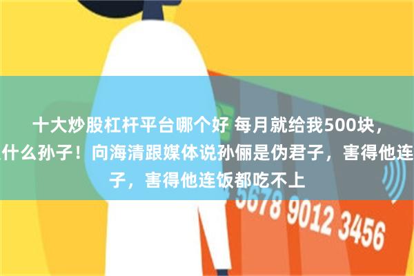 十大炒股杠杆平台哪个好 每月就给我500块，资助不起装什么孙子！向海清跟媒体说孙俪是伪君子，害得他连饭都吃不上