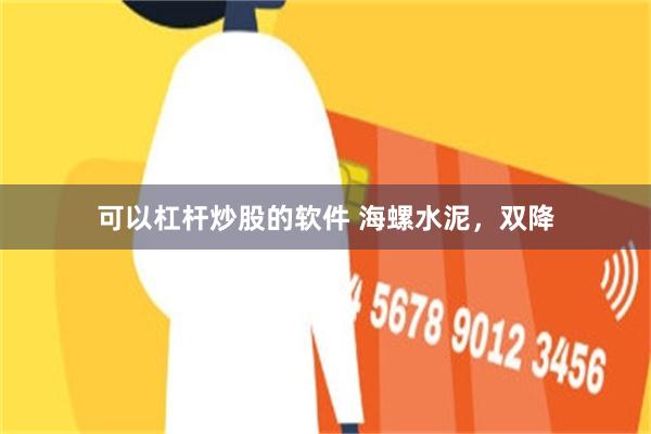 可以杠杆炒股的软件 海螺水泥，双降