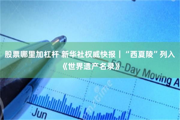 股票哪里加杠杆 新华社权威快报｜“西夏陵”列入《世界遗产名录》